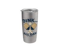 Bebe todo el día sin arrepentimientos, divertido pickleball Vaso térmico de acero inoxidable de doble pared