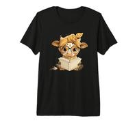 Bebé Vaca Libro Abierto Lectura Animal Amante gráfico Pantorrilla Redonda Camiseta Premium