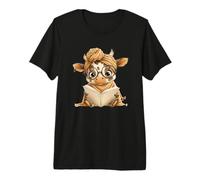 Bebé Vaca Libro Abierto Lectura Animal Amante gráfico Pantorrilla Redonda Camiseta Premium