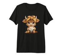 Bebé Vaca pequeño Libro Lectura Animal Amante gráfico Pantorrilla Redonda Camiseta Premium