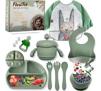 Bebé, Vajilla silicona bebé Guía Digital 70 recetas BLW | Babero con mangas, platos vajilla con ventosa, cosas para bebe, Regalo bebes recien nacidos, Verde