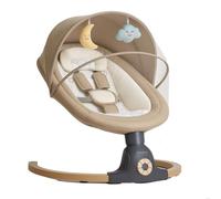 BEBE2LUXE Ava - Hamaca eléctrica para bebé 0-9 kg con mando, Bluetooth, música, arnés de 5 puntos y temporizador - Balancín cómodo y seguro (Beige)