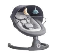 BEBE2LUXE Ava - Hamaca eléctrica para bebé 0-9 kg con mando, Bluetooth, música, arnés de 5 puntos y temporizador - Balancín cómodo y seguro (Gris)