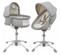 bebe2luxe Cuna 4 en 1 - Hamaca eléctrica multifunción : balancín, moisés Ajustable, Trona y Tumbona (0-15 kg), arnés 5 Puntos, Altura/inclinación Regulable, 6 velocidades + vibración, USB/MP3, Mando