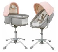 bebe2luxe Cuna 4 en 1 - Hamaca eléctrica multifunción : balancín, moisés Ajustable, Trona y Tumbona (0-15 kg), arnés 5 Puntos, Altura/inclinación Regulable, 6 velocidades + vibración, USB/MP3, Mando