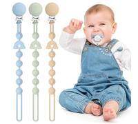 BebeCalin Juego de 3 cadenas para chupete de silicona, sin BPA, suave cadena para chupete para niñas, diseño flexible de una pieza para bebés, mantiene el chupete limpio