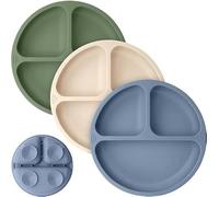 BebeCalin - Juego de 3 platos con ventosa para bebé, antideslizante, para niños pequeños y autoalimentación, sin BPA, apto para lavavajillas y microondas