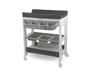 Bebeconfort Dolphy Bañera Cambiador 2 en 1, 0-11 kg, Grey Mist | 0-12 Meses, 4 Ruedas, Compartimentos, Colchón Acolchado, Drenaje Fácil