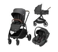 Bebeconfort Luvia Trio, Carrito bebé 3 en 1, 0-4 Años (0-22 kg), Cochecito, Silla coche, Capazo, Cierre Inteligente, Manillar Ajustable, Absorción de Impactos en Ruedas, Mineral Graphite