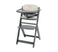 Bebeconfort Timba + Cushion, Evolutive Wooden High Chair, 6 Months-99 Years, max. 110 kg, Baby Highchair, Removable Tray, Adjustable Seat/Footrest, Fits Timba Baby, Grey Mist + Light Grey