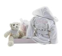 BebeDeParis Albornoz Bebé | Regalos para Bebes Recien Nacidos Personalizado con el Nombre bordado en Gris Rosa o Azul | 100% Algodón muy Suave y Capucha | 0 a 18 meses (Rosa)