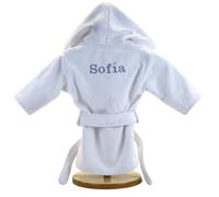 BebeDeParis Albornoz Bebé | Regalos para Bebes Recien Nacidos Personalizado con el Nombre bordado en Gris Rosa o Azul | 100% Algodón muy Suave y Capucha | 0 a 18 meses (Neutro)