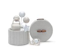 BebeDeParis | Conjunto Regalo Nacimiento Premium | Color: Neutro | Chupete Personalizado + Sonajero + Chupetero y Cajita Guarda Chupete | Grabado con nombre