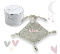 BebeDeParis Doudou Personalizado Conejito BigBunny con Nombre del Bebé - Terciopelo Suave 24x24 cm | Regalo Recién Nacido Baby Shower Nacimiento Niño Niña (Rosa)