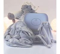 BebeDeParis Regalos para Bebes Recien Nacidos Personalizado | Canastilla Bebé Manta y Doudou | 3 a 6 Meses (Gris)