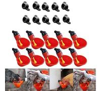 Bebedero automático de aves de corral, cuenco para beber pollo, dispensador de agua de pollo de plástico rojo para cubos, cajas, tanto para alimentos, arena y agua