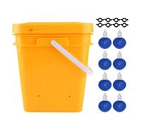 Bebedero automático para Pollos con Barril de Mano de 12L, Equipo para Beber Aves de Corral para Pato Ganso (Bucket + Big Blue Bowl + Black Screws)