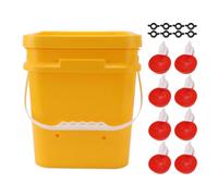 Bebedero automático para Pollos con Barril de Mano de 12L, Equipo para Beber Aves de Corral para Pato Ganso (Bucket + Big Red Bowl + Black Screws)