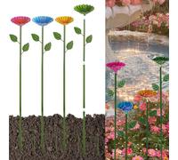 Bebedero de abejas de metal con conector de tierra para jardín, 4 unidades, resistentes a la intemperie, para insectos flotantes, estación de agua de abejas con diseño de flores para mariposas y