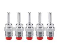 Bebedero de Pezón para Cerdos de Acero Inoxidable NPT 1/2", 5 Piezas, Alimentador Automático de Granja para Cerdas y Lechones con Tapa Roja y Varilla Larga, Gran Rendimiento de Agua
