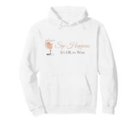 Bebedero Divertido de Copa de Vino Blanco con Texto en inglés «Sip Happens It's Ok To Wine Sudadera con Capucha