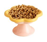 Bebedero Elevado para Gatos - Bonito Plato con Forma De Flor, De Cerámica para Mascotas, Soporte Elevado, Ángulo Cómodo, Fondo Antideslizante, Acabado Esmaltado Suave | Bebedero con D