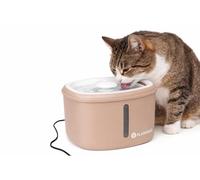 Bebedero Gatos - Perro - Flamingo Finto Beige - 2,5L - plástico - Bomba Super silenciosa con Apagado automático - Filtro carbón Activo y Resina - indicador Luminoso - Cable USB 150 cm