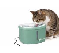 Bebedero Gatos - Perro - Flamingo Finto Verde - 2,5L - plástico - Bomba Super silenciosa con Apagado automático - Filtro carbón Activo y Resina - indicador Luminoso - Cable USB 150 cm