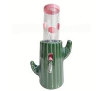 Bebedero Hamster con Soporte Cerámico,Soporte para Botella de Agua para Mascotas de Cerámica Ajustable con Diseño de Cactus Soporte Resistente para Botellas Pequeñas Seguro