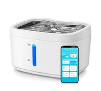 Bebedero Inalámbrico para Gatos de 2,5 L/85 Oz, Fuente para Gatos de Acero Inoxidable, Batería de 3000 MAh, Detección Automática, Circulación, Filtrado Eficiente, Dispensador de