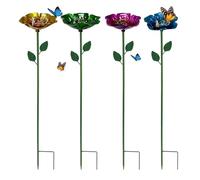 Bebedero para Abejas con Estaca Metálica y Decoración de Jardín | Set de 4 Piezas para Jardín Juego de 4 Piezas, Fuente para Mariposas y Abejas, para Sendero, Jardín, Patio, Balcón, Entrada