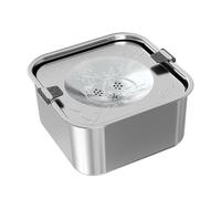 Bebedero para animales domésticos de 3 litros - 20,1 x 20,1 x 10,8 cm, disco flotante antiderrames, recipiente de metal resistente | Estación de hidratación para gatos pequeños y animales de viaje en