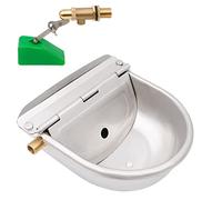 Bebedero para Caballos de Acero Inoxidable,con 2 Piezas VáLvula de Flotador de LatóN y Orificio de Drenaje,Bebedero AutomáTico Apto para Bovinos, Ovinos, Caprinos,Perro