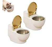 Bebedero para Gatos con Forma de Inodoro - Dispensador antiderrames de Pared Que satisface la obsesión, promueve la hidratación, Desmontable y fácil de Limpiar para Gatos y Perros pequeños (2Pcs 01#)