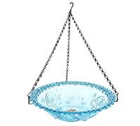 Bebedero para pájaros al aire libre, bebedero para pájaros de cristal colgante | Colibrí baño para pájaros de exterior de cristal, comedero para pájaros de exterior para jardín, terraza,