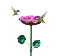 Bebedero para Pájaros de Exterior Decoración Vintage de Hierro con Flores | Baño Metálico para Aves para Pinzones Loritos Cotorras en Casa Jardín Patio Terraza Parque Paisajismo Aire Libre