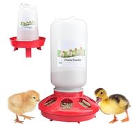 Bebedero para pollos, bebedero para aves de corral, comedero para pollitos y bebedero de 1 kg y bebedero de pollo de 1,5 l con 3 bebederos de altura ajustable