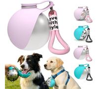 Bebedero Perro Portatil,Botella De Agua para Perros,Botella de Agua para Perros,Botella Portátil para Beber,Bebedero a Prueba de Fugas con Cuenco de Silicona Plegable,Acero Inoxidable,285 ml (Rosa-A)