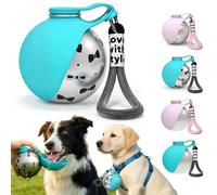 Bebedero Perro Portatil,Botella De Agua para Perros,Botella de Agua para Perros,Botella Portátil para Beber,Bebedero a Prueba de Fugas con Cuenco de Silicona Plegable,Acero Inoxidable,285 ml (Azul-B)