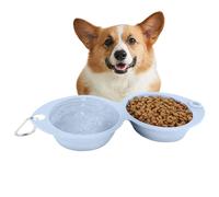 Bebedero portátil para perros - Cuenco doble para perros - plegable para cachorros, gatos y suministros para mascotas, viajes, senderismo