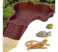 Bebedero Tortuga Terrestre, Cuenco de agua para Reptiles con Escalera, Rampa Animales Piscina, Accesorio Dispensador de Agua para Tortugas Terrestres, Cuenca de Ducha para Terraza (Red)