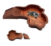 Bebedero Tortuga Terrestre - Piscina para tortuga con destruyble Rampa, 35x28.5x4.3cm, Cuenca para tortugas, lagartos, Gecko y anfibio, amarillo pardusco (rojo marrón)