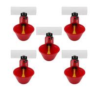 Bebederos Automáticos para Aves de Corral, 5 Piezas, Plástico Rojo, 20mm, Dispensadores de Agua para Pollos, Patos, Palomas y Gallinas