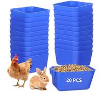 Bebederos de plástico para palomas, tazas de jaula de 20 piezas, cuencos de agua de pollo, comederos colgantes de 16 onzas, cuencos de semillas para conejo, contenedores de semillas para loros