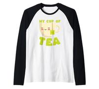 Bebedor de Tazas de té My Cup of Tea, Lindo y Kawaii Camiseta Manga Raglan