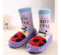 Bebedou Calcetines morados de 3 a 9 meses para bebés y niños pequeños cómodos zapatillas de interior calcetines Mocasines antideslizantes antideslizantes para interior zapatos calcetines duraderos multifuncionales zapatos bebés zapatos elásticos transpirables para bebé, niños niñas calcetines cálidos y gruesos con suela de piel suave 10,5 cm