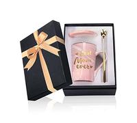 BeBeiZi Best Mom Ever, taza de café, regalos para el día de la madre para mamá de hija hijo, 400 ml, taza de mármol de cerámica, bolsa de té con tapa, cuchara dorada y caja de regalo