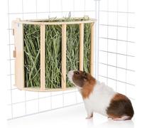 BeBeJoJo Porta Heno Colgante En Madera,Alimentador De Heno para Conejo Conejillo De Indias Chinchilla Y Pequeños Animales