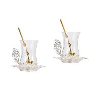 BEBEMOKO 2juegos Tazas De Café De Vidrio Elegante Con Platillo y Cucharita Para Té y Café Resistente Cambios De Temperatura