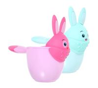 BEBEMOKO 2piezas Cuchara De Agua Para Taza De Champú Infantil Diseño De Animal Color Verde y Rosa Vaso Para Enjuagar El Cabello Herramienta De Baño